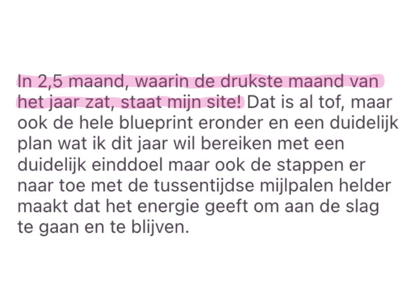 "In 2.5 maand, waarin de drukste maand van het jaar zat, staat mijn site!"